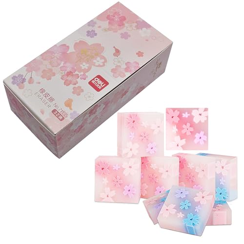 SIPLIV 32 Stück Kirschblüten-Radiergummis, niedliche rosa Radiergummis, Radiergummi, für Kunst, Zeichnen, Schule, Büro, Sakura-Muster von SIPLIV