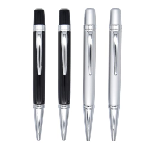 SIPLIV 4er Set Metall Mini Kugelschreiber Business Pen Kurz Absatz Kugelschreiber mit schwarzer Tinte Mini Stift - Silber + Schwarz SIPLIV 4er Set Metall Mini Kugelschreiber Business Pen Kurz Absatz Kugelschreiber mit schwarzer Tinte Mini Stift - Silber + Schwarz von SIPLIV