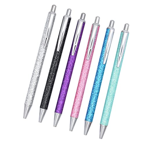 SIPLIV 6 Stück Kugelschreiber, Glitzer, bunt, metallisch, einziehbar, mit schwarzer Tinte, mädchenhafte niedliche Stifte, glatte Schreibstifte für Schule, Büro, Geschenk, Silber SIPLIV 6 Stück Kugelschreiber, Glitzer, bunt, metallisch, einziehbar, mit schwarzer Tinte, mädchenhafte niedliche Stifte, glatte Schreibstifte für Schule, Büro, Geschenk, Silber von SIPLIV