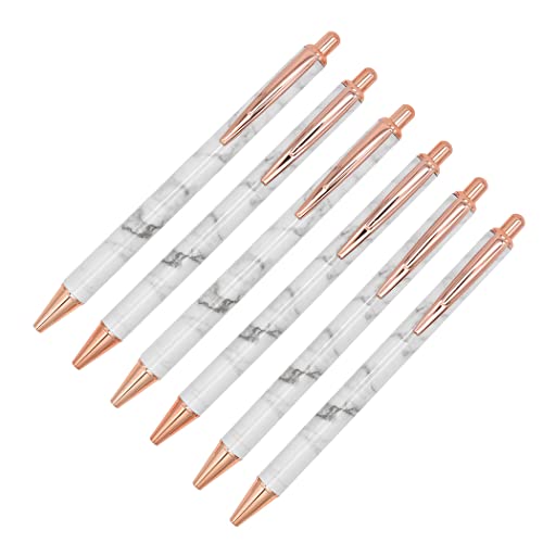 SIPLIV 6 Stück Kugelschreiber Weiß Marmor Metallic Druckkugelschreiber mit schwarzer Tinte, Girly Cute Pens Smooth Writing Pens für Schule Büro Geschenk SIPLIV 6 Stück Kugelschreiber Weiß Marmor Metallic Druckkugelschreiber mit schwarzer Tinte, Girly Cute Pens Smooth Writing Pens für Schule Büro Geschenk von SIPLIV