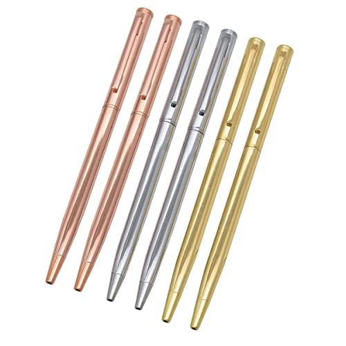 SIPLIV 6 Stück Metall-Kugelschreiber Stifte mit schwarzer Tinte, Bling Metallic Slim Kugelschreiber-Set Hochzeit Party Dekoration Büro Schulbedarf - Stil D von SIPLIV