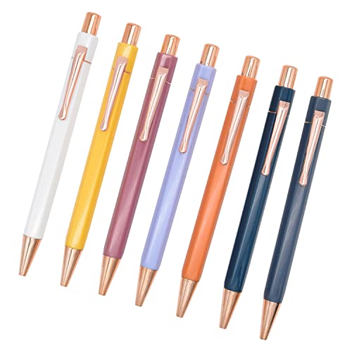 SIPLIV 7 Stück Kugelschreiber, metallisch, einziehbar, Klick-Stift, Glitzer, Kugelschreiber mit schwarzer Tinte, Bürobedarf, Geschenk-Stifte für Weihnachten, Hochzeit – Roségold Stil B von SIPLIV