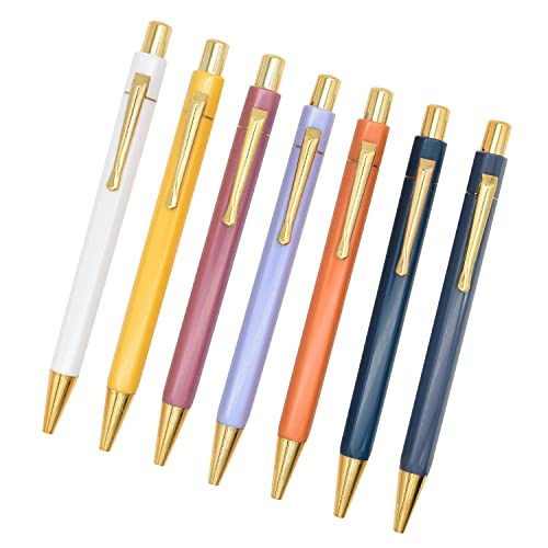 SIPLIV 7 Stück Kugelschreiber, metallisch, einziehbar, Klickstift, Glitzer, Kugelschreiber mit schwarzer Tinte, Bürobedarf, Geschenkstifte für Weihnachten, Hochzeit - Gold Stil B von SIPLIV