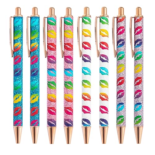 SIPLIV 8 Stück hübsche glitzernde bunte Kugelschreiber mit schwarzer Tinte, Bling einziehbare Kugelschreiber für Hochzeit, Party, Dekoration, Büro, Schulbedarf – Lippe SIPLIV 8 Stück hübsche glitzernde bunte Kugelschreiber mit schwarzer Tinte, Bling einziehbare Kugelschreiber für Hochzeit, Party, Dekoration, Büro, Schulbedarf – Lippe von SIPLIV
