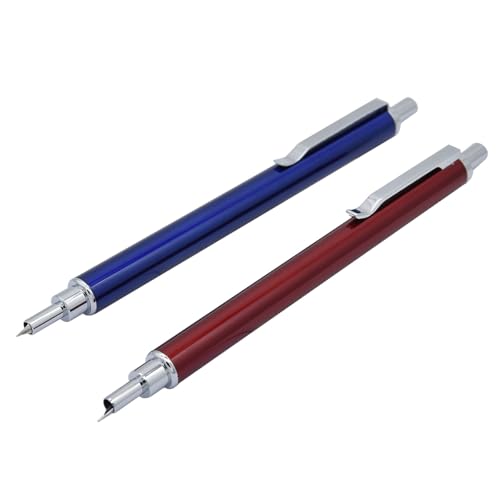 SIPLIV Druck-Füllfederhalter, einziehbarer Metall-Füllfederhalter, extra feine Feder (0,38 mm) mit Tintenkonverter, Blau und Rot, 2 Stück von SIPLIV
