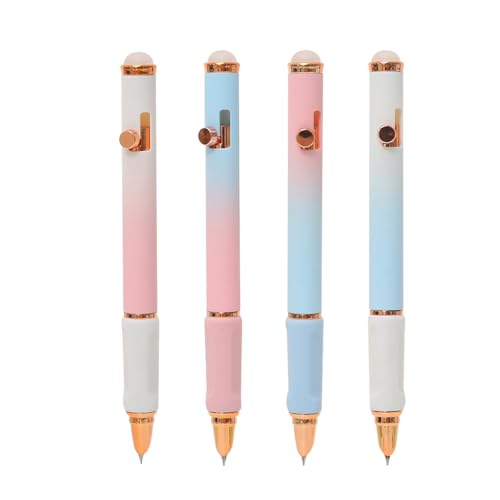 SIPLIV Druck-Füllfederhalter, einziehbarer Metall-Füllfederhalter, extra feine Feder (0,38 mm) mit Tintenkonverter, Farbverlauf, Pink / Blau, 4 Stück von SIPLIV