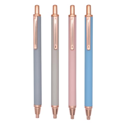 SIPLIV Druckfüllhalter, einziehbarer Metall-Füllfederhalter, extra feine Feder (0,38 mm) mit Tintenkonverter, Roségold, 4 Stück von SIPLIV
