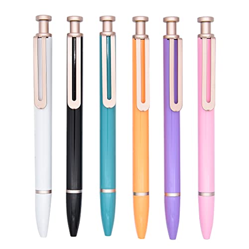 SIPLIV Druckkugelschreiber mit schwarzer Tinte, buntes Metallic-Kugelschreiber-Set, Hochzeit, Party, Dekoration, Büro, Schule, 6 Stück von SIPLIV