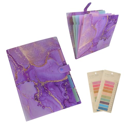 SIPLIV Fächermappe aus Kunststoff mit 5 Fächern, A4-Größe, Akkordeon-Aktenordner mit Etiketten, Violetter Marmor, 2 Stück SIPLIV Fächermappe aus Kunststoff mit 5 Fächern, A4-Größe, Akkordeon-Aktenordner mit Etiketten, Violetter Marmor, 2 Stück von SIPLIV