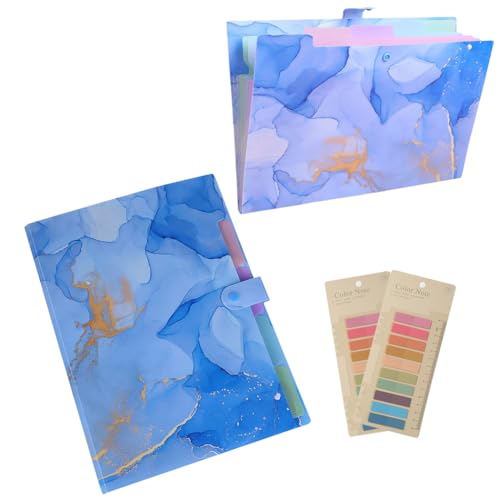 SIPLIV Fächermappe aus Kunststoff mit 5 Fächern, A4-Größe, Akkordeon-Aktenordner mit Etiketten, blauer Marmor, 2 Stück SIPLIV Fächermappe aus Kunststoff mit 5 Fächern, A4-Größe, Akkordeon-Aktenordner mit Etiketten, blauer Marmor, 2 Stück von SIPLIV