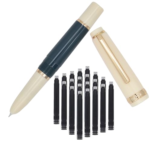 SIPLIV Jinhao 82 Mini-Kunststoff-Füllfederhalter, kurzer Absatztasche, Reisestift mit Tintenkonverter und 20 schwarzen Tintenpatronen, extra feine Feder mit Kapuze, Grau von SIPLIV