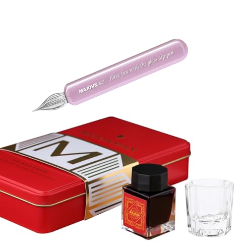 SIPLIV Majohn Crystal Glass Dip Pen Füllfederhalter Kit Vintage Kalligraphie Signaturen Stift mit Flaschentinte und Reinigungsbecher, Rosa SIPLIV Majohn Crystal Glass Dip Pen Füllfederhalter Kit Vintage Kalligraphie Signaturen Stift mit Flaschentinte und Reinigungsbecher, Rosa von SIPLIV