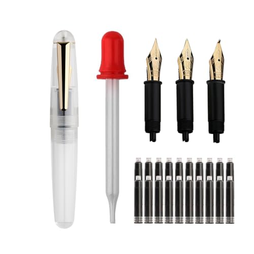SIPLIV Majohn Q2 Mini-Füllfederhalter aus Kunstharz, Taschengröße, Reisestift, Iridium, feine Feder, Füllfederhalter mit 3 Stiftspitzen, kurzer Pipette und 20 schwarzen Tintenpatronen, transparent SIPLIV Majohn Q2 Mini-Füllfederhalter aus Kunstharz, Taschengröße, Reisestift, Iridium, feine Feder, Füllfederhalter mit 3 Stiftspitzen, kurzer Pipette und 20 schwarzen Tintenpatronen, transparent von SIPLIV