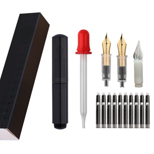 SIPLIV Majohn Wancai Mini-Füllfederhalter, Taschengröße, Reisestift, Iridium, feine Feder, Füllfederhalter mit 3 Stiftspitzen, kurzer Pipette und 20 schwarzen Tintenpatronen, Schwarz SIPLIV Majohn Wancai Mini-Füllfederhalter, Taschengröße, Reisestift, Iridium, feine Feder, Füllfederhalter mit 3 Stiftspitzen, kurzer Pipette und 20 schwarzen Tintenpatronen, Schwarz von SIPLIV