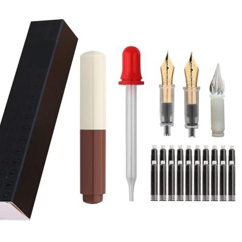 SIPLIV Majohn Wancai Mini-Füllfederhalter, Taschengröße, Reisestift, Iridium, feine Feder, Füllfederhalter mit 3 Stiftspitzen, kurzer Pipette und 20 schwarzen Tintenpatronen, Weiß + Braun SIPLIV Majohn Wancai Mini-Füllfederhalter, Taschengröße, Reisestift, Iridium, feine Feder, Füllfederhalter mit 3 Stiftspitzen, kurzer Pipette und 20 schwarzen Tintenpatronen, Weiß + Braun von SIPLIV