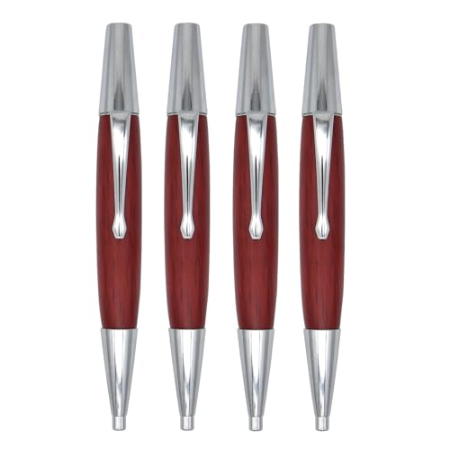 SIPLIV Metall-Kugelschreiber aus Holz, Business-Stift, kurzer Absatz, Kugelschreiber, große dicke Stifte, eleganter roter Holzschaft mit schwarzer Tinte, Mini-Stift – 4 Stück von SIPLIV