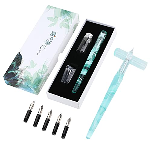 SIPLIV Multifunktionaler Doppelzweck Stift Feder Glas Dip Pen Füllfederhalter Kalligraphie Stifte mit 5 Arten Ersatzstift Feder Harz Acryl Schreiben Unterschrift Malerei Stift - Grün SIPLIV Multifunktionaler Doppelzweck Stift Feder Glas Dip Pen Füllfederhalter Kalligraphie Stifte mit 5 Arten Ersatzstift Feder Harz Acryl Schreiben Unterschrift Malerei Stift - Grün von SIPLIV