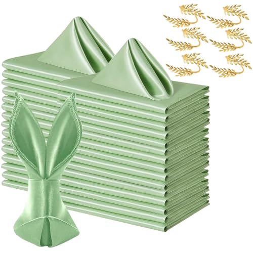 SIPLIV Satin-Servietten, weich, quadratisch, mit 6 Serviettenringen, für Restaurant, Hochzeit, Party, Abendessen, Dekoration, 43,2 x 43,2 cm, Grün, 24 Stück SIPLIV Satin-Servietten, weich, quadratisch, mit 6 Serviettenringen, für Restaurant, Hochzeit, Party, Abendessen, Dekoration, 43,2 x 43,2 cm, Grün, 24 Stück von SIPLIV