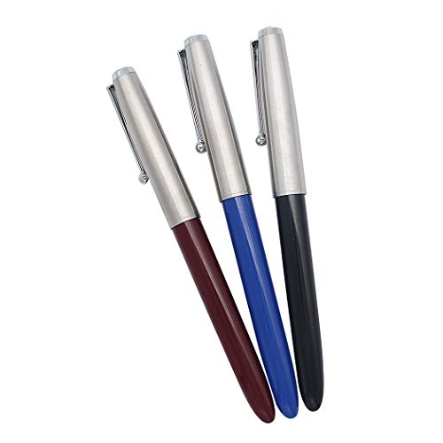 SIPLIV set von 3 jinhao 51a edelstahl kappe füllfederhalter set schreibwaren schule bürobedarf schreibwaren geschenk, ef nib, vielfalt farbe (blau, rot, schwarz) von SIPLIV