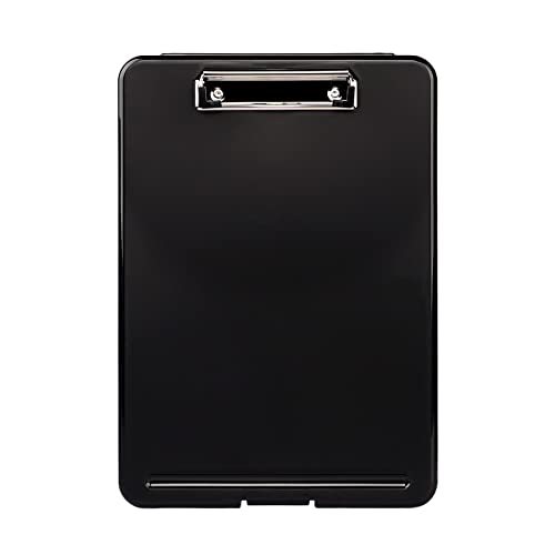 Aufbewahrungsbox für Dokumente, transparent, mit Klemme, Dokumentenmappe, aus Kunststoff, mit schwarzem Deckel, Dokumententasche für Büro, Klassenzimmer, Meetings, Präsentationen von SIQITECH