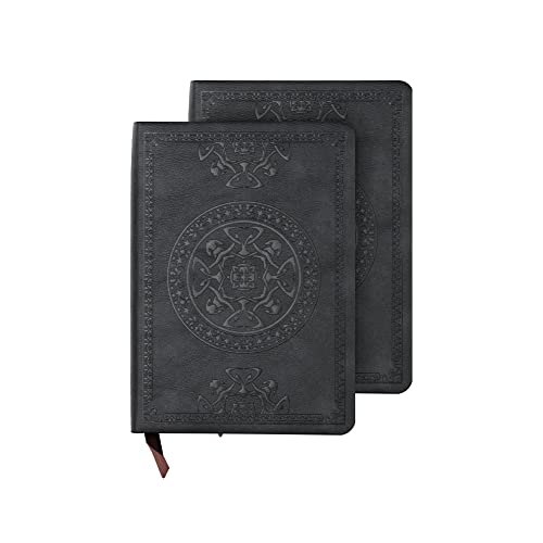 SIQITECH Notizblock 2 Stück Taschennotizblock Klein A6 Notizbuch Kunstleder Vintage Reisetagebuch 280 Linierte Papier Tagebuch Mini Tragbar Notizheft Notebook für Business Arbeit Schule Reisen von SIQITECH