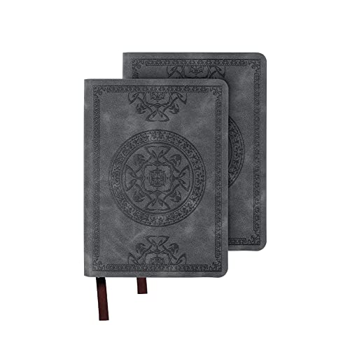 SIQITECH Notizblock 2 Stück Taschennotizblock Klein A6 Notizbuch Kunstleder Vintage Reisetagebuch 280 Linierte Papier Tagebuch Mini Tragbar Notizheft Notebook für Business Arbeit Schule Reisen von SIQITECH