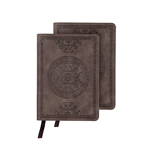 SIQITECH Notizblock 2 Stück Taschennotizblock Klein A6 Notizbuch Kunstleder Vintage Reisetagebuch 280 Linierte Papier Tagebuch Mini Tragbar Notizheft Notebook für Business Arbeit Schule Reisen von SIQITECH