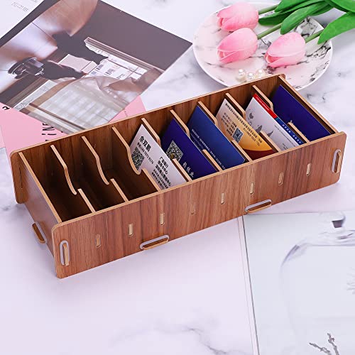 DIY Visitenkarten-Organizer aus Holz mit Trennwänden, Karteikarten-Abheftung, Schreibtisch-Organizer mit 9 Fächern, Schreibtisch-Organizer, Aufbewahrungsbox, Schreibtischkarten, Dateikarten, von SIQITECHNO