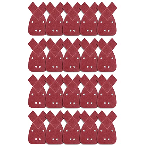 SIQUK 20 Stück Mouse Schleifpapier Maus Detail Schleifblätter Maus-Schleifpapier Klett Schleifdreiecke Detail Schleifpads 4 Löcher Körnung 60 für Black und Decker Detail Palm Sander von SIQUK