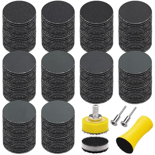 SIQUK 200 Stück Schleifscheiben Klett 25mm Nasse Trockene Schleifpapier Schleifpads Körnung 180-5000 Schleifblätter Sandpapier Rund für Auto Polieren Holz Metall von SIQUK