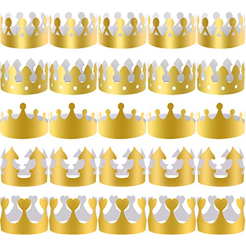 SIQUK 40er Set Papier Kronen Golden Kronen für Party und Geburtstag, 5 Arten SIQUK 40er Set Papier Kronen Golden Kronen für Party und Geburtstag, 5 Arten von SIQUK