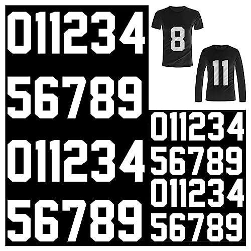 44 Stück Zahlen zum Aufbügeln, 0 bis 9 Applikationen, Buchstaben zum Aufbügeln, super einfach auf Zahlen für Trikot, Vinyl zum Aufbügeln für Sport-T-Shirts (weiß, 20.3 cm + 7.6 cm) von SIQUNUO