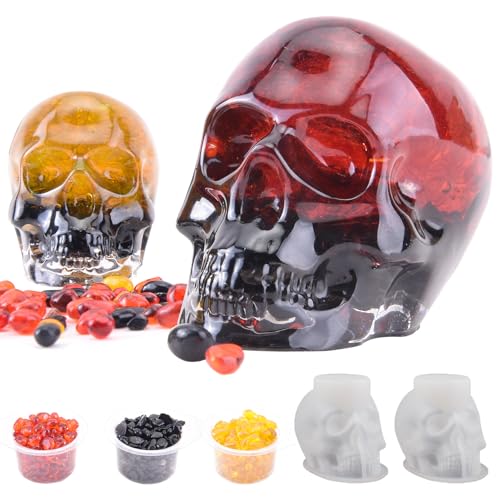 3D-Silikonformen-Set mit 3 farbigen Kristall-Edelsteinen – flexible Kristallformen für Harz, Epoxidharz, Kerzenwachs, Seife und Ton, Halloween, Basteln, Heimdekoration (2 Stück) von SIRPERICE
