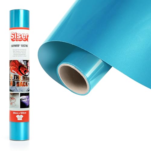 SISER® Electric Türkis, 30 cm x 1 m, schillerndes Thermovinyl zur individuellen Gestaltung von Textilien von SISER