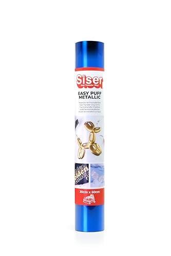 Siser Easy Puff Metallic - Thermo Adhesive Vinyl, Silber 50 x 30 cm, Thermotransfer-Vinyl 3D Effekt mit metallischem Finish, für Schneideplotter von SISER