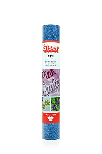 SISER 1FGLITT-BR-3050 Thermotransfer-Vinyl, Glitter Blue, 50 x 30 cm von SISER
