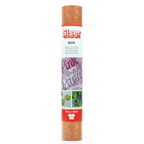 SISER 1FGLITT-CP-3050 Thermotransfer-Vinyl, Polyester, Glitter Copper, 50 x 30 cm von SISER