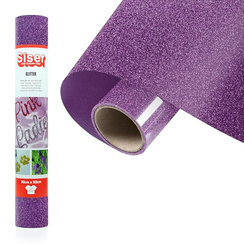 Siser Glitter Purple, 30cm x 0,5mt, wärmeübertragbare Glitter-Vinylfolie für die individuelle Gestaltung von Stoffen, Kleidung und Accessoires, Bastelartikel, leicht zu schneiden von SISER
