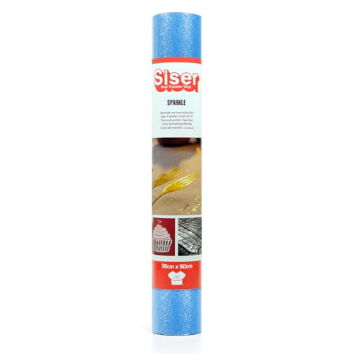 SISER 1FVDGLITSTR-CB3050 Thermotransfer-Vinyl, Cornflower Blue, 50 x 30 cm von SISER