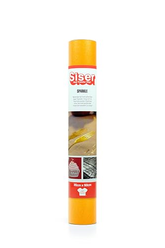 Siser Sparkle Sunset Orange, 30cm x 0,5mt, Thermotransfer-Vinyl, Thermo Adhesive Glitzer Effect Glossy für die individuelle Gestaltung von Stoffen, Kleidung und Accessoires, Bastelartikel, leicht zu schneiden von SISER