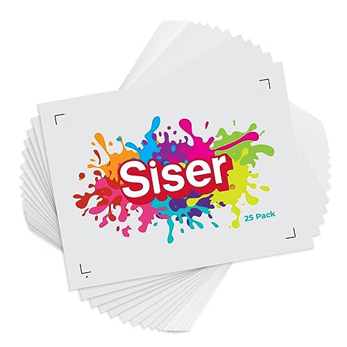 SISER EasyColor DTV 21,6 x 27,9 cm Blätter – kompatibel mit Tintenstrahldruckern, Wärmetransfer-Vinyl (25 Blatt) von SISER