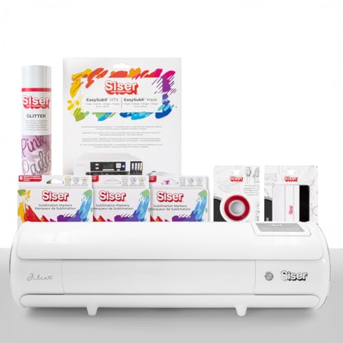 SISER Juliet® Subli Paket – Professioneller Schneideplotter, EasySubli® Thermovinyl, Subli-Stifte, Glitter Thermovinyl, Thermofixierband, Inklusive Zubehör von SISER