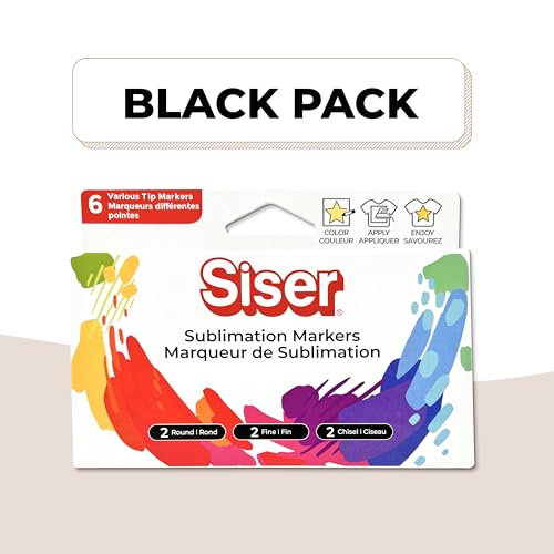 SISER Sublimationsstifte – Black Pack – Set mit 6 Filzstiften mit Rundspitze, fein und Keilspitze. Vielseitig einsetzbar und kompatibel mit den Plottern Juliet und Romeo über den mitgelieferten SISER Sublimationsstifte – Black Pack – Set mit 6 Filzstiften mit Rundspitze, fein und Keilspitze. Vielseitig einsetzbar und kompatibel mit den Plottern Juliet und Romeo über den mitgelieferten von SISER