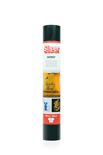 Siser® EasyWeed® Schwarz, 30 cm x 1 m, Transfer-Vinyl zum Aufbügeln, zum Personalisieren, für kreative Hobbys, zertifiziert VeganOk und Oeko-Tex Standard 100 Klasse I. von SISER