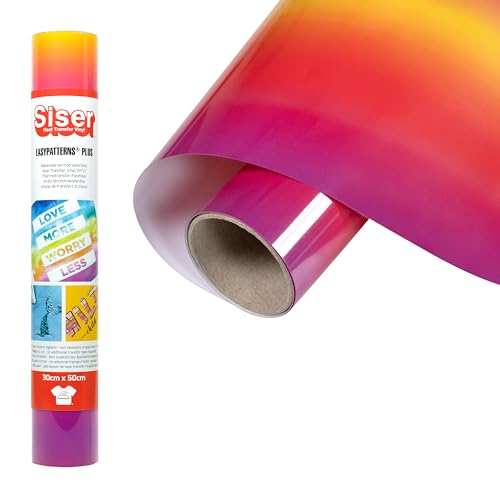 Siser Easypatterns PLUS Sunsetgradient, 30cm x 0,5m, Thermotransfer Vinyl zur Personalisierung von Kleidung, Accessoires und Textilmöbel, Material für Bastelartikel, geeignet für Kinderkleidung von SISER