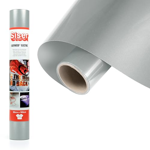 Siser Electric Silver, 30cm x 1m, thermotransferierbare, schillernde Vinylfolie zur Personalisierung von Stoffen, Kleidung und Accessoires, Bastelartikel, leicht zu schneiden von SISER