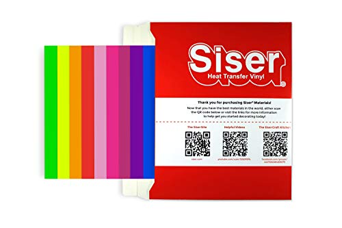 Siser EasyWeed, 12 Blatt 30x30 cm - Neonfarben,Thermotransfer Vinyl zur Personalisierung von Stoffen, Bastelartikel, zertifiziert nach VeganOk und Öko-Tex Standard 100 Klasse I von SISER