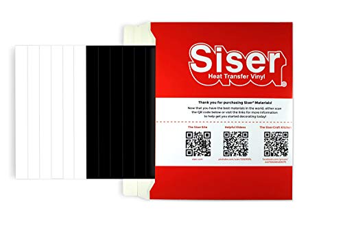 Siser EasyWeed, 12 Blatt 30x30 cm - Weiß/Schwarz, Thermotransfer Vinyl zur Personalisierung von Stoffen, Bastelartikel, zertifiziert nach VeganOk und Öko-Tex Standard 100 Klasse I von SISER