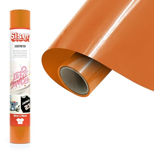 Siser EcoStretch Orange, 30cm x 0,5m, elastisches Thermotransfer-Vinyl zur Personalisierung von Stoffen und Sportbekleidung, leicht zu schneiden von SISER