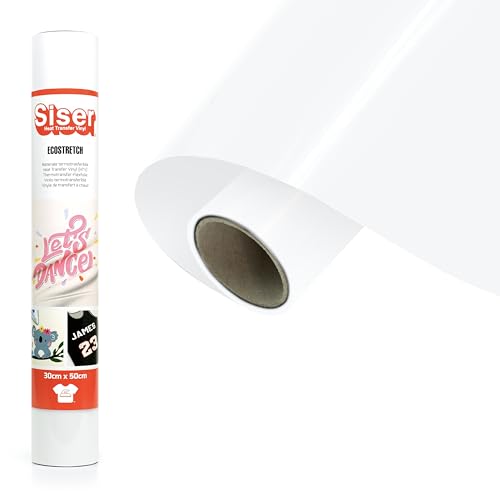 Siser EcoStretch Weiß, 30cm x 0,5m, elastisches Thermotransfer-Vinyl zur Personalisierung von Stoffen und Sportbekleidung, leicht zu schneiden von SISER